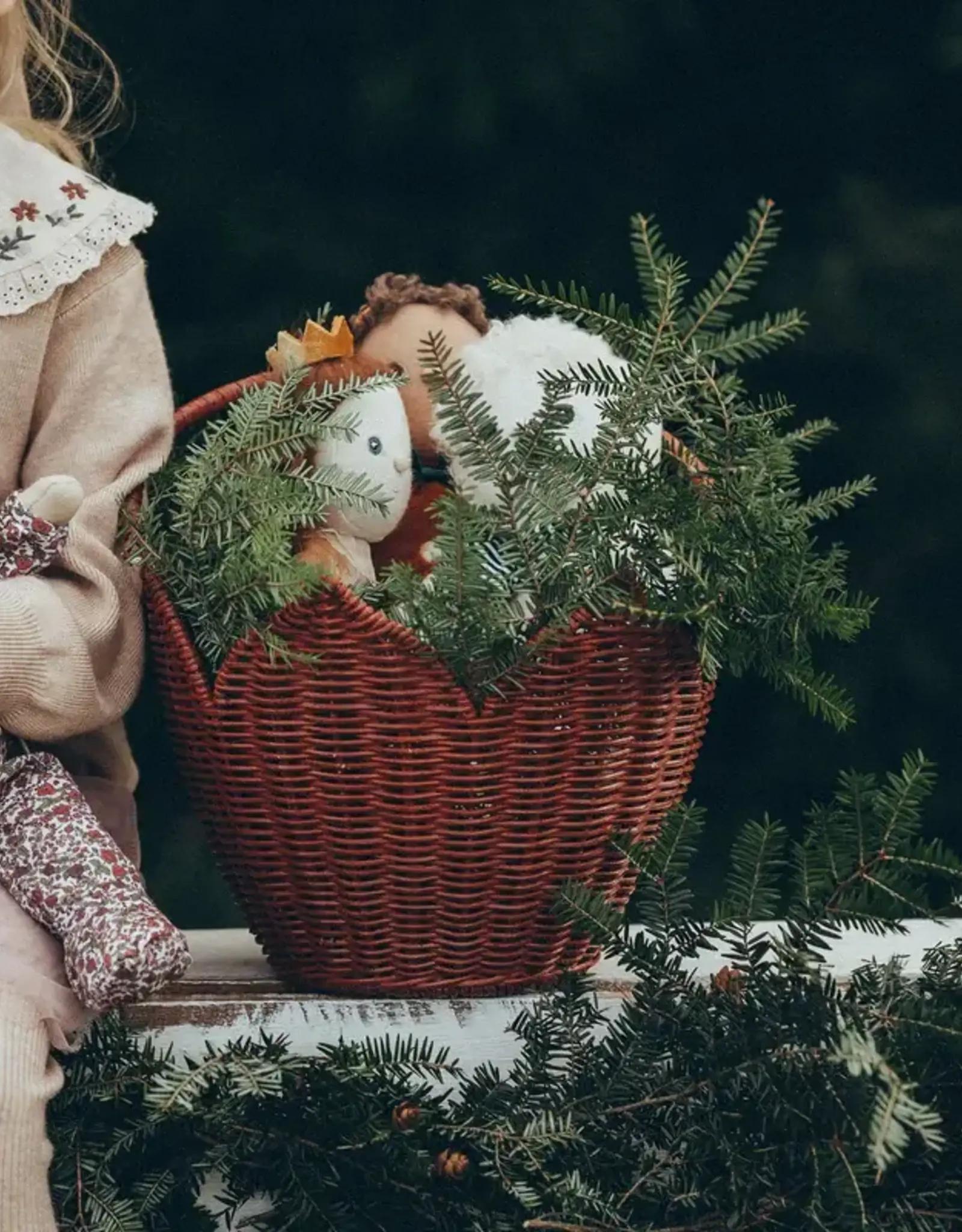 Olli Ella Poinsettia Carry Basket