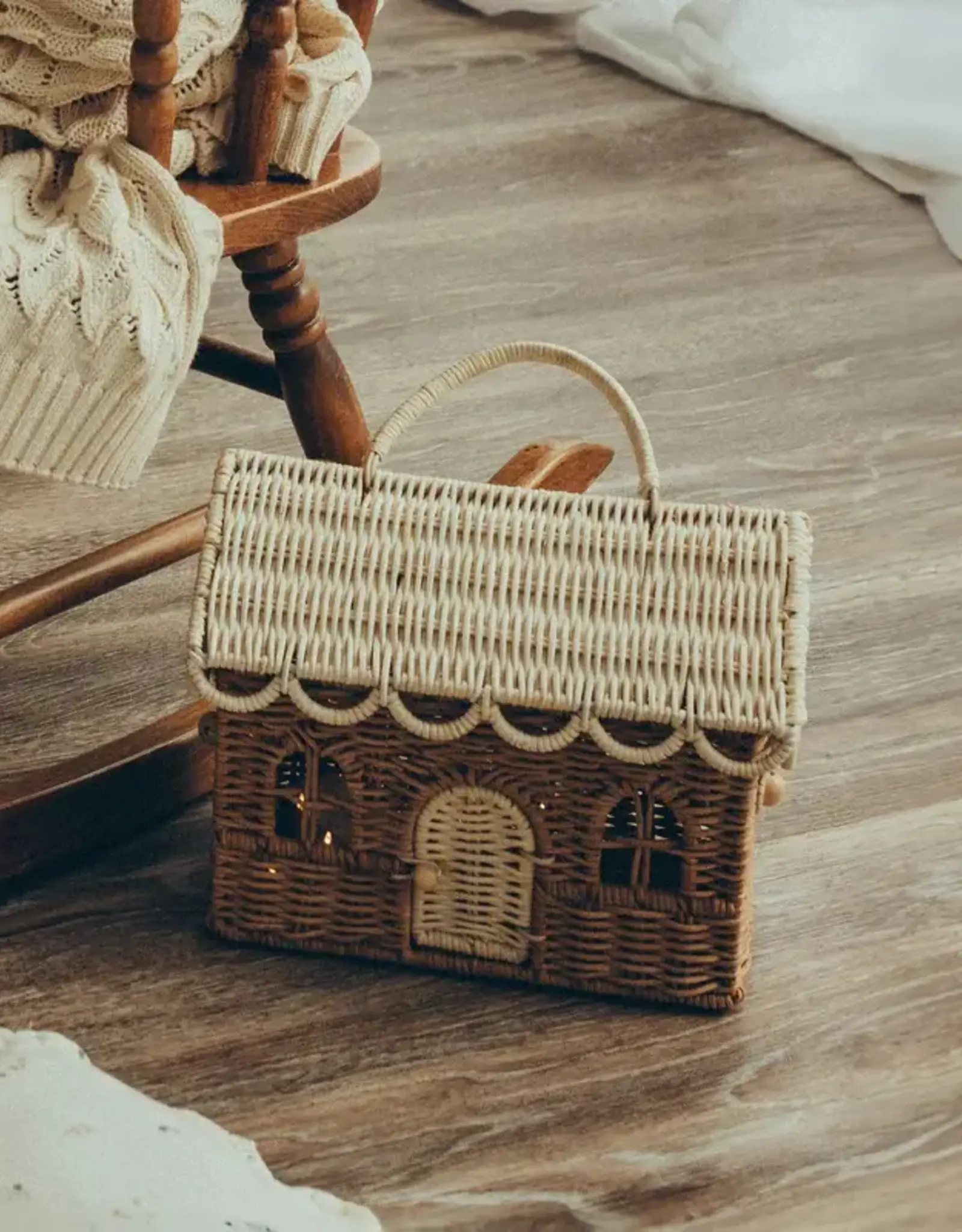 Olli Ella Rattan Gingerbread Casa Clutch