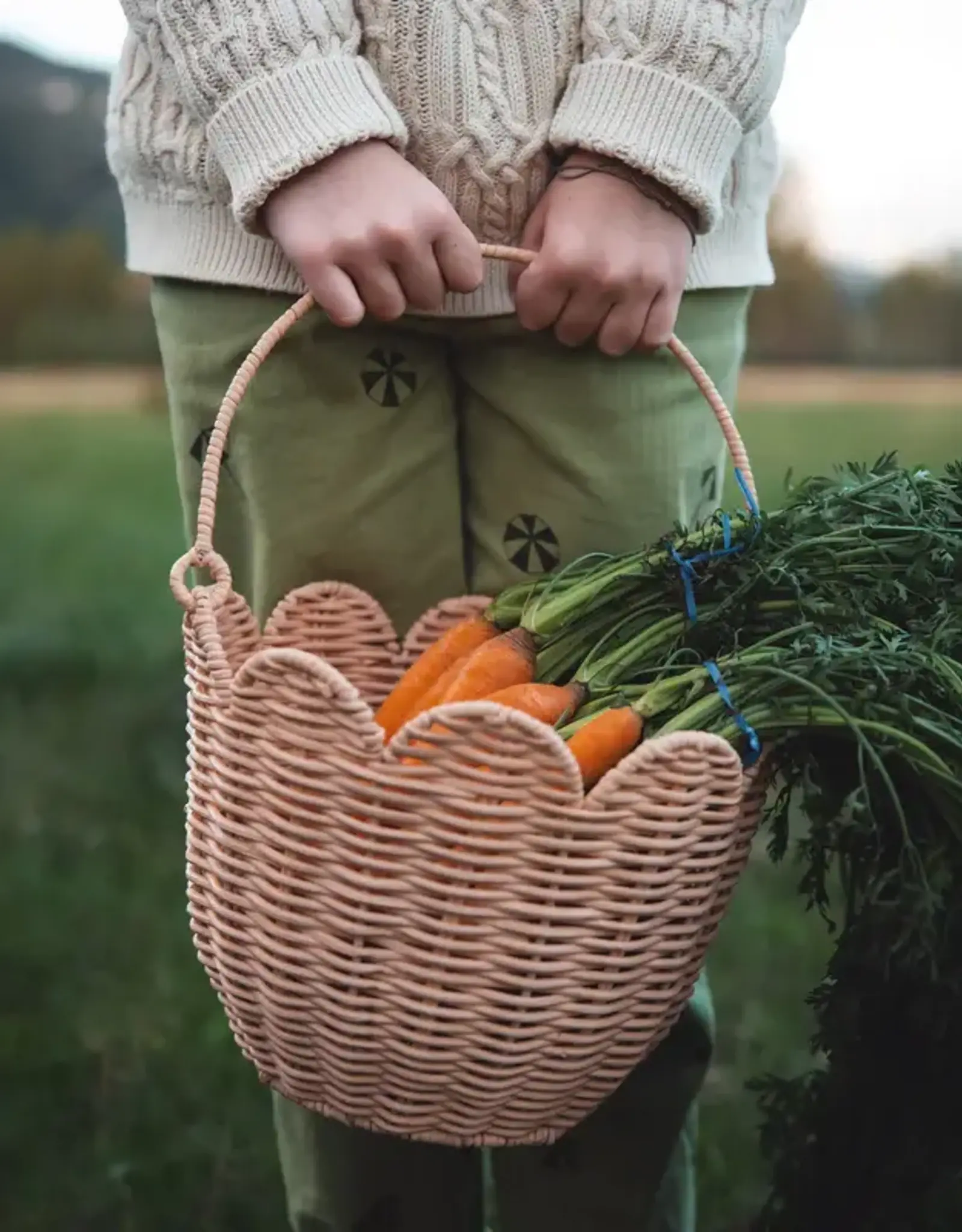 Olli Ella Rattan Tulip Carry Basket