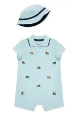 Little Me Trucks Romper & Hat