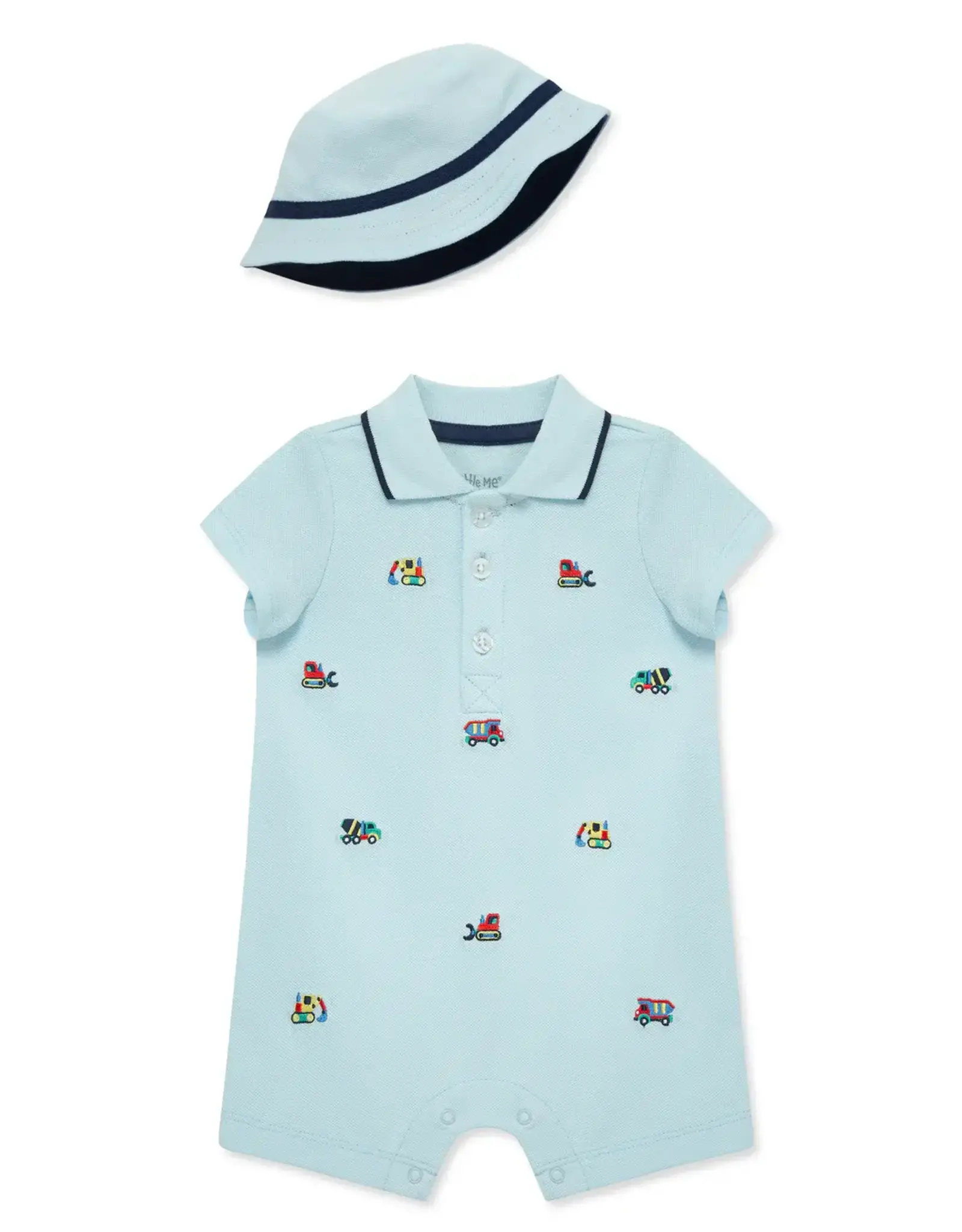 Little Me Trucks Romper & Hat