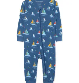 Little Me Sailboat Zip Front Pajama