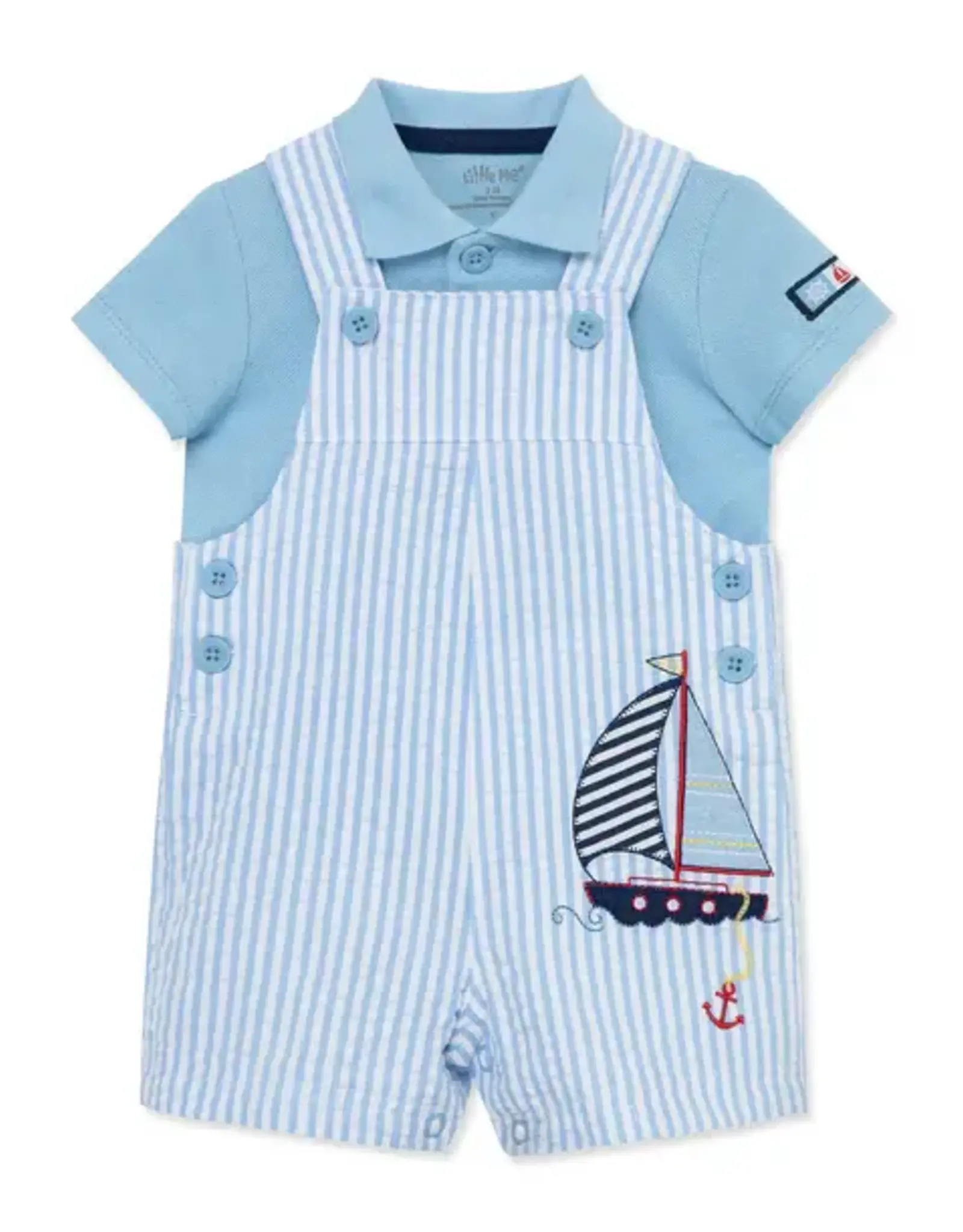 Little Me Sailboat Woven Shortall Set