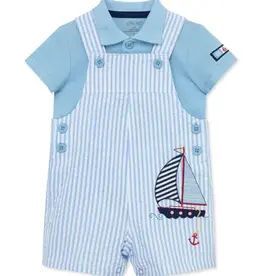 Little Me Sailboat Woven Shortall Set