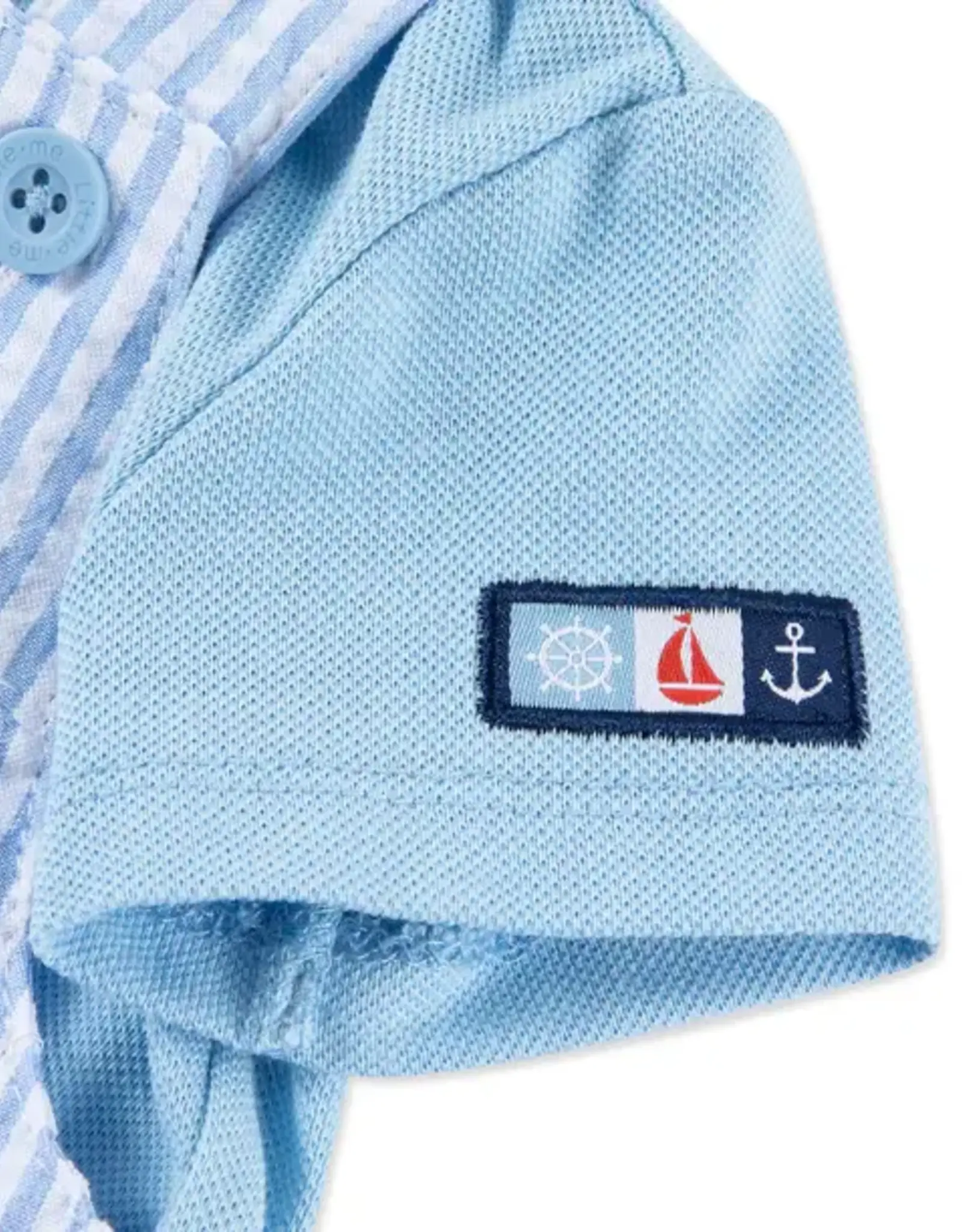 Little Me Sailboat Woven Shortall Set