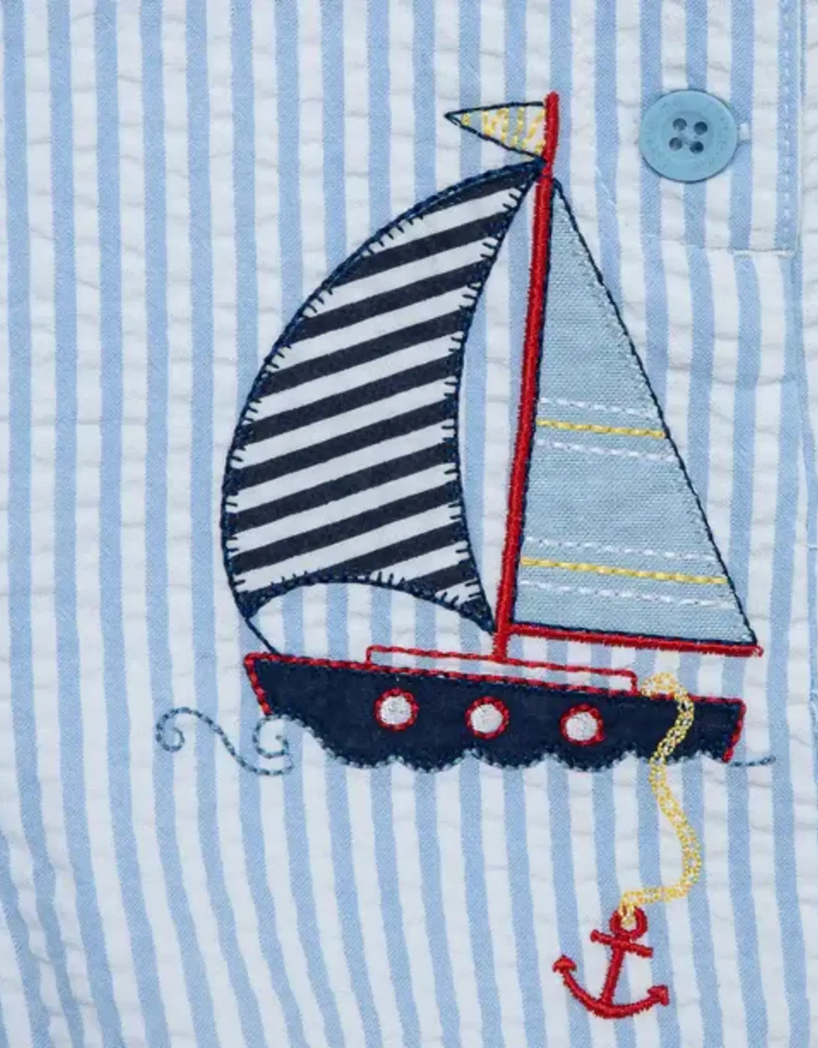 Little Me Sailboat Woven Shortall Set