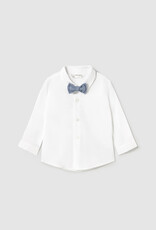 Mayoral White Button Long Sleeve with Bowtie