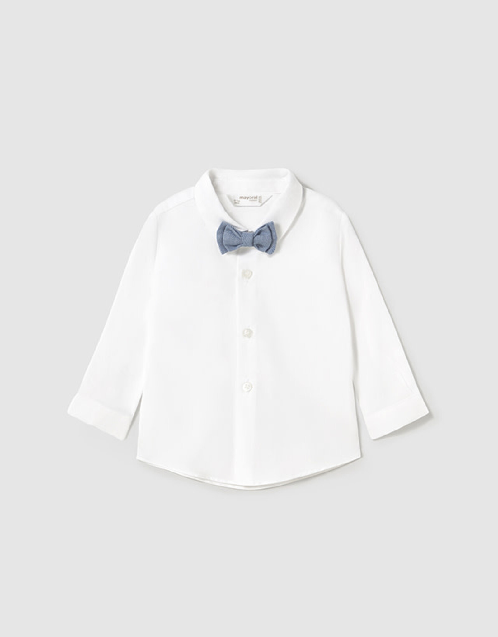 Mayoral White Button Long Sleeve with Bowtie