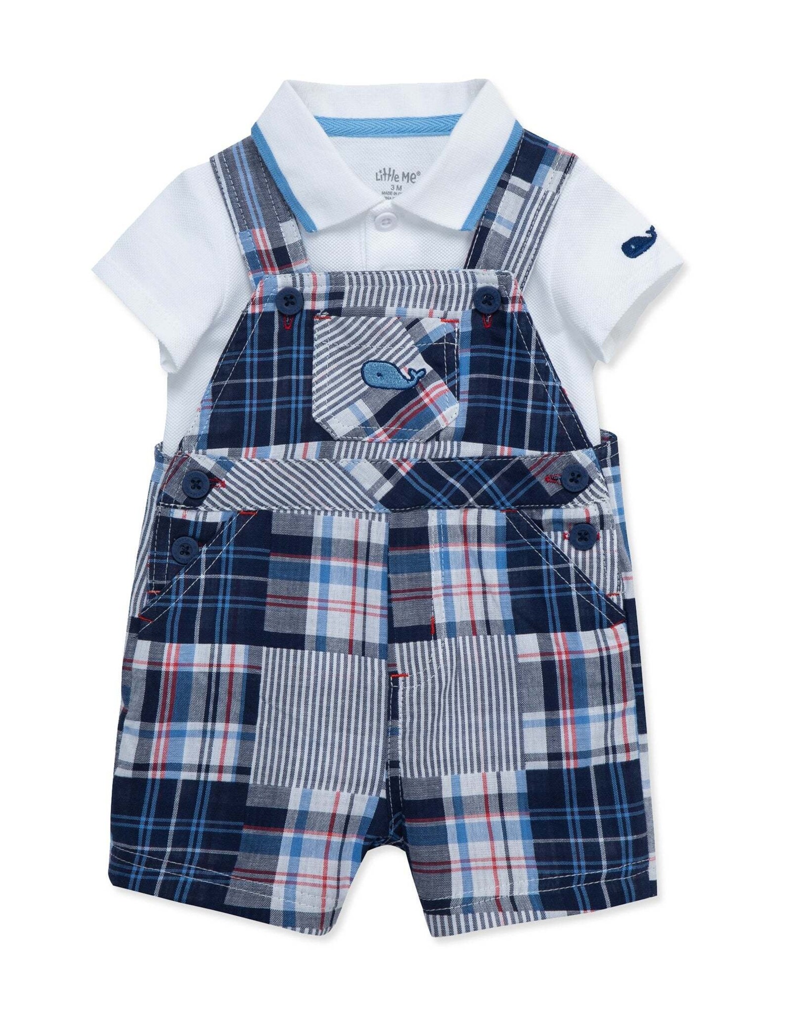 Little Me Patchwork Woven Shortall Set