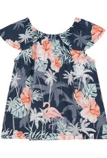 Deux Par Deux Flamingo Palm Tree Blouse