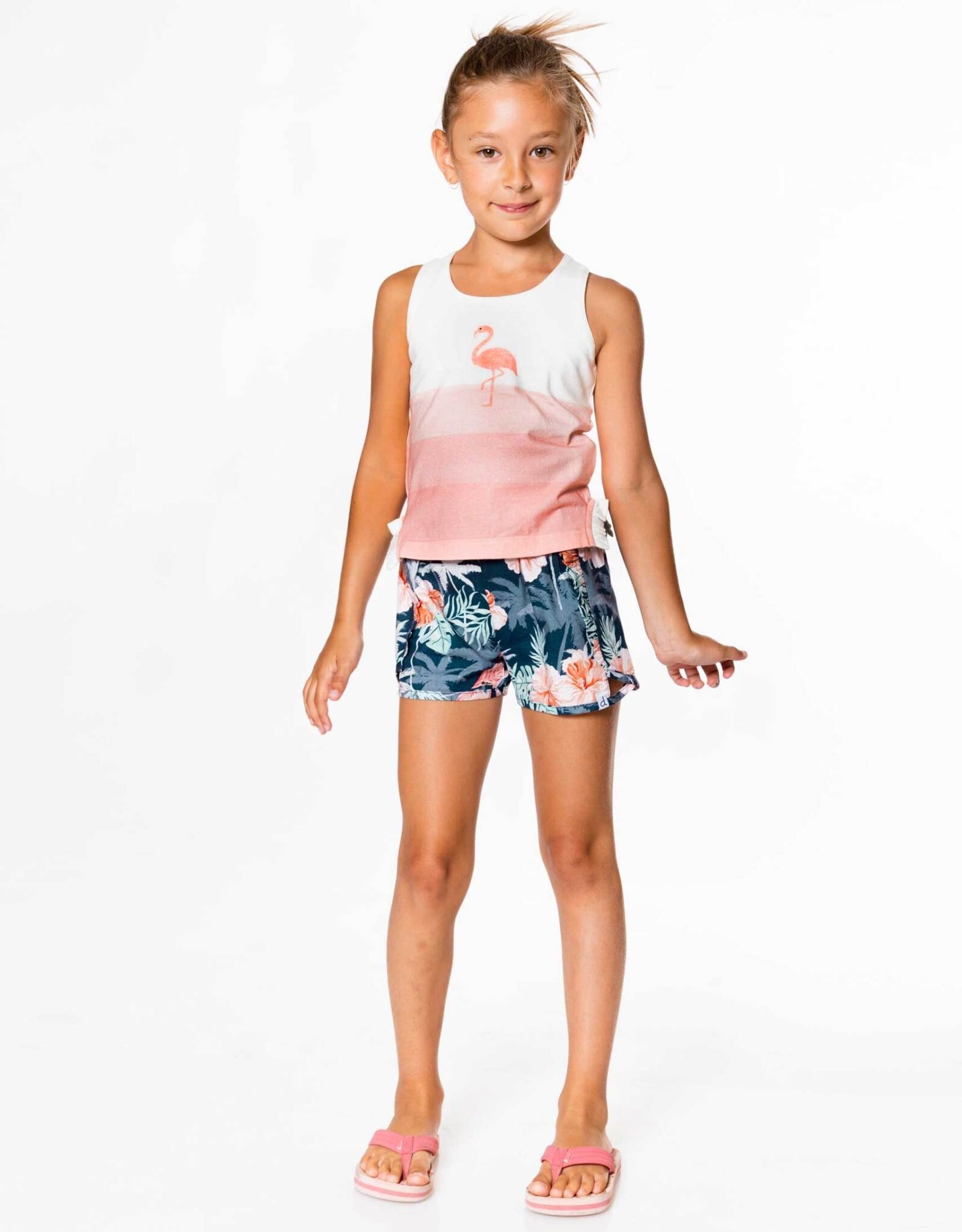 Deux Par Deux Flamingo Palm Tree Shorts