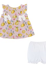 Baby Club Chic Fresh Lemons Printed Blouse w/Bows and Short Set