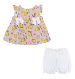 Baby Club Chic Fresh Lemons Printed Blouse w/Bows and Short Set