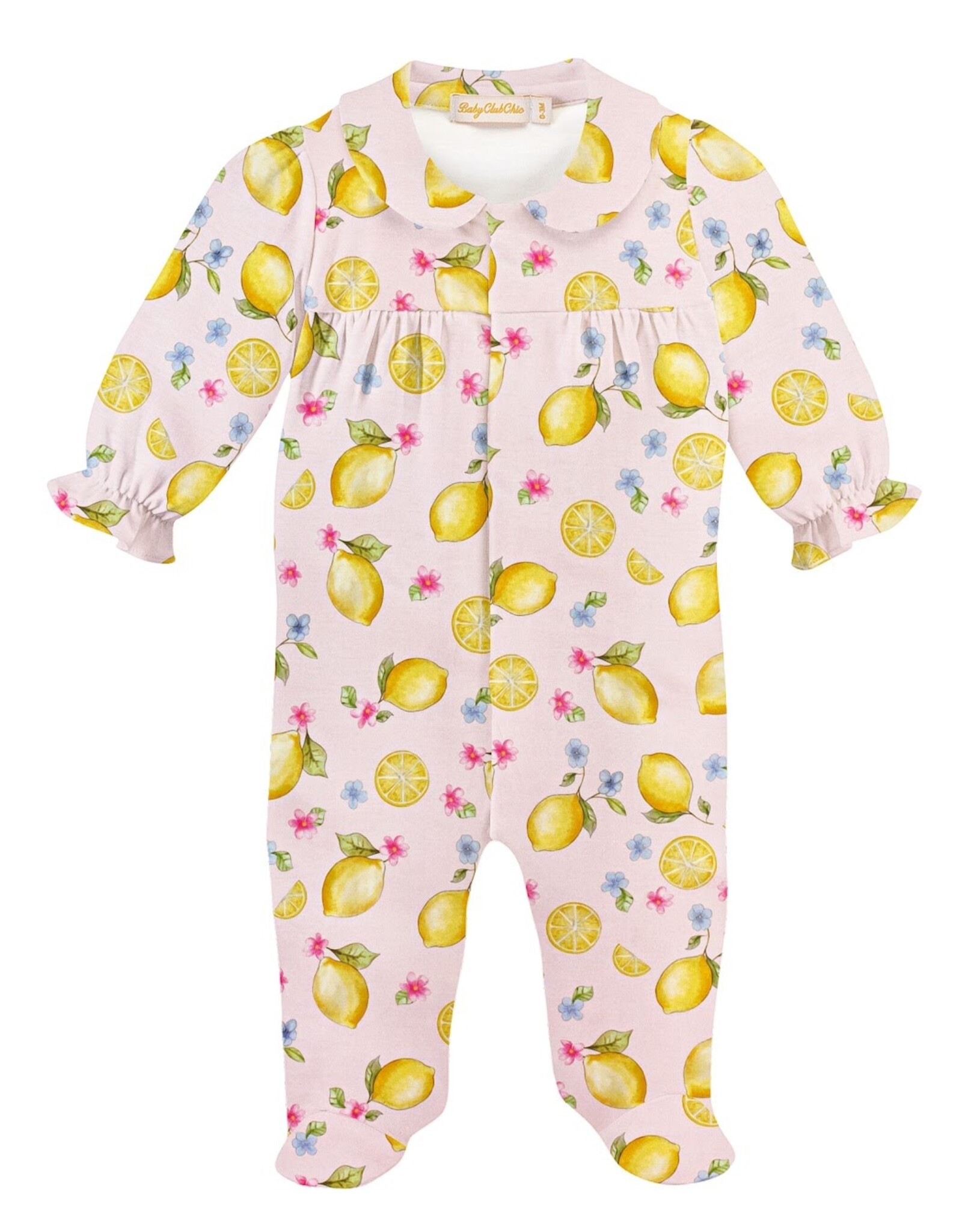 Baby Club Chic Fresh Lemons Printed Footie w/Printed Round Collar