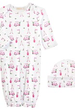 Baby Club Chic Pink Golf Printed Gown and Hat Set