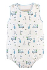 Baby Club Chic Light Blue Golf Printed Bubble w/Piping