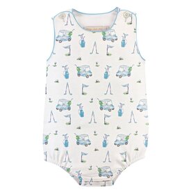 Baby Club Chic Light Blue Golf Printed Bubble w/Piping