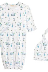 Baby Club Chic Light Blue Printed Golf Gown and Hat Set