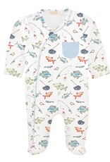 Baby Club Chic Fishing Day Printed Crossed Footie