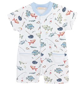 Baby Club Chic Fishing Day Printed Romper w/Pockets