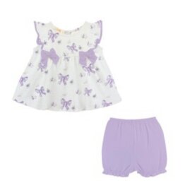 Baby Club Chic Lavender Bows Blouse and Short Set