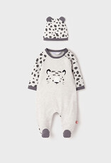 Mayoral Leopard Long Onesie w/Hat