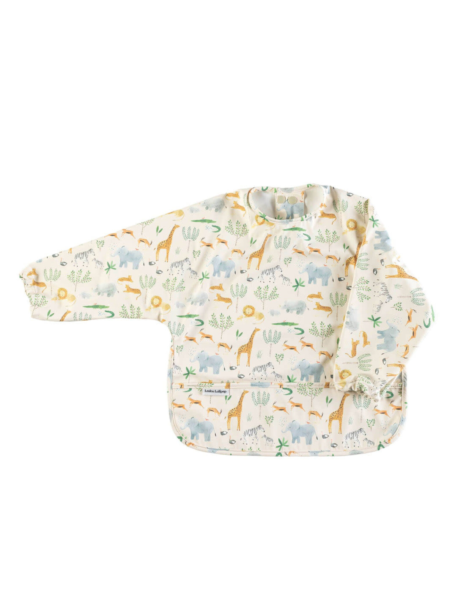 Loulou Lollipop Long Sleeve Waterproof Bib - Safari
