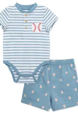 Little Me Striped Baseball Short Set