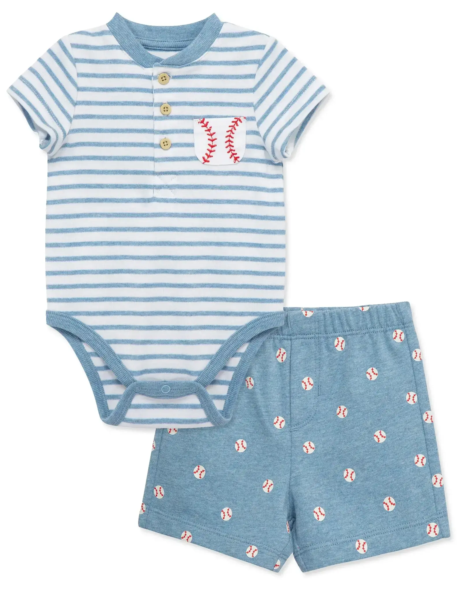 Little Me Striped Baseball Short Set