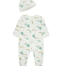 Little Me Aquatic Zip Front Footie & Hat Set