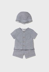 Mayoral Star Blue Shorts, Shirt and Hat Set