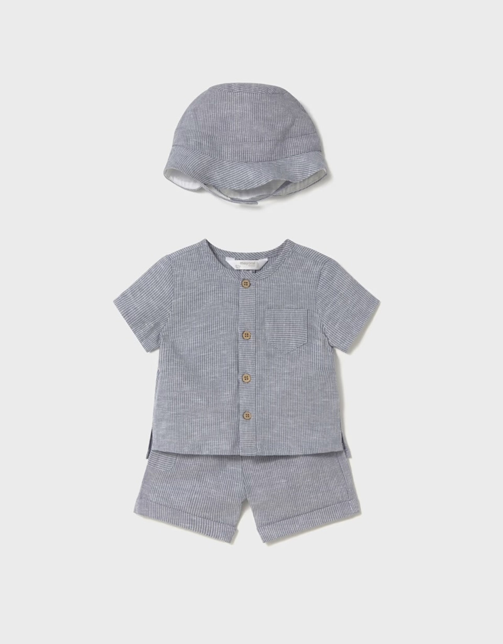 Mayoral Star Blue Shorts, Shirt and Hat Set