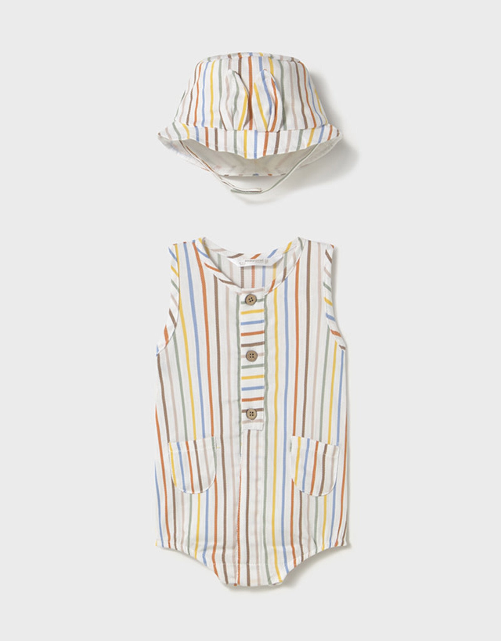 Mayoral Stripes Short Bodysuit w/Hat