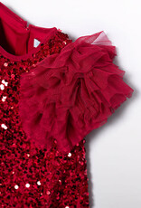 Abel & Lula Red Sequien Velvet Party Dress