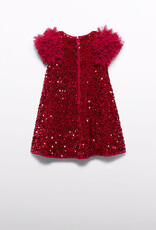 Abel & Lula Red Sequien Velvet Party Dress
