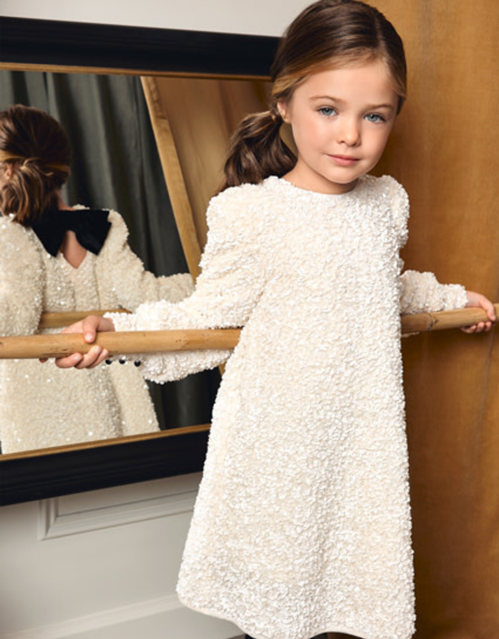 Abel & Lula Cream Sequien Velvet Dress