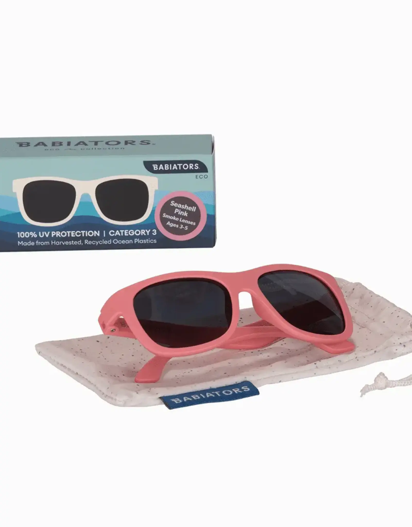 Babiators Eco Navigator:  Seashell Pink Smoke Lenses