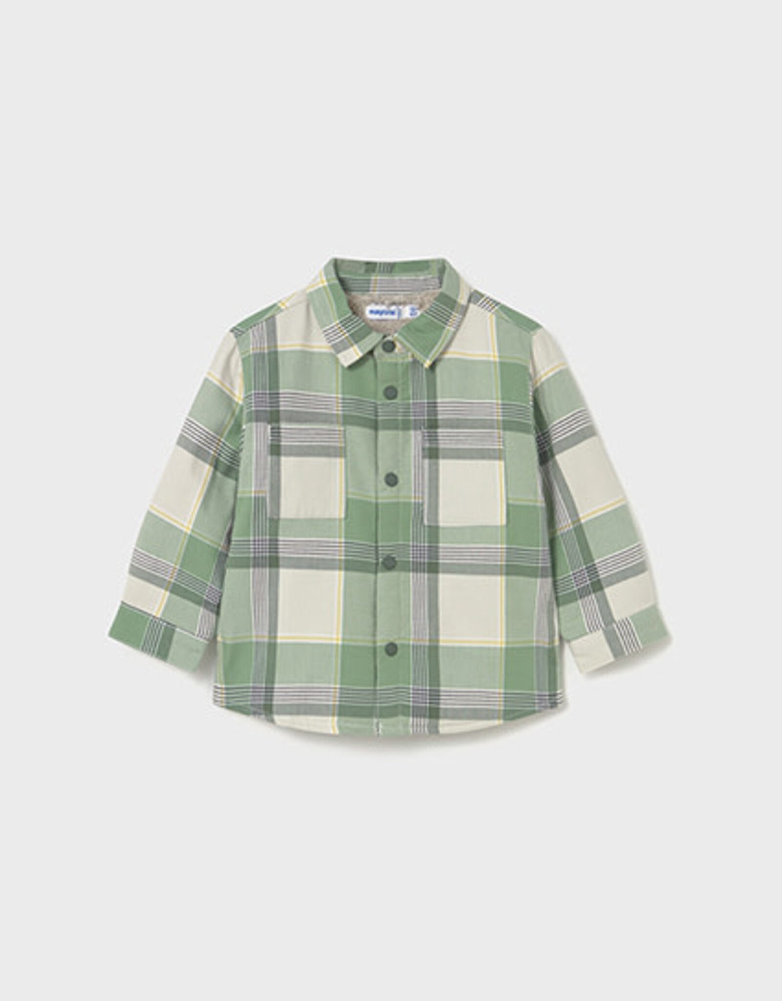 Mayoral Fir Green Baby Plaid Button Up