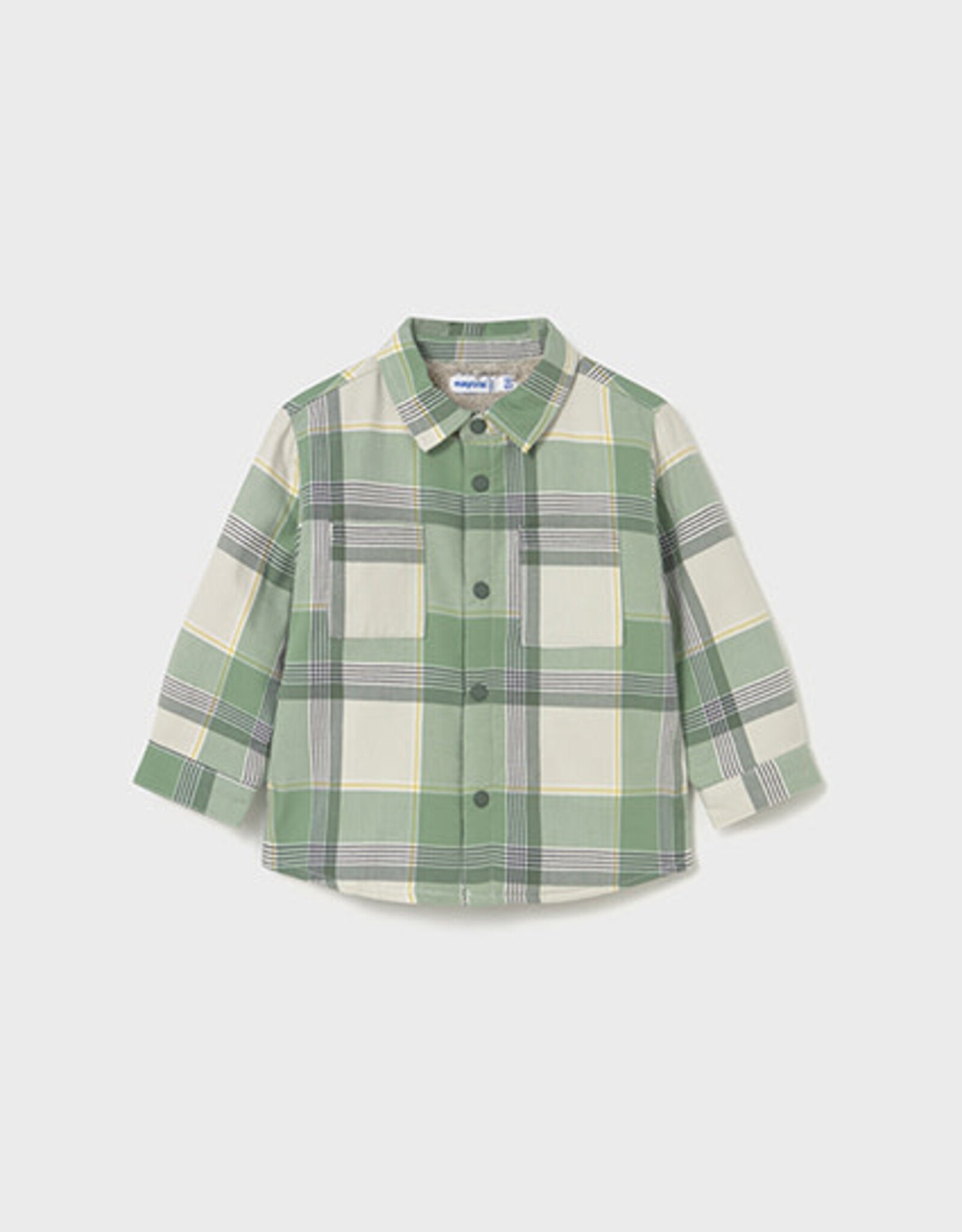 Mayoral Fir Green Baby Plaid Button Up