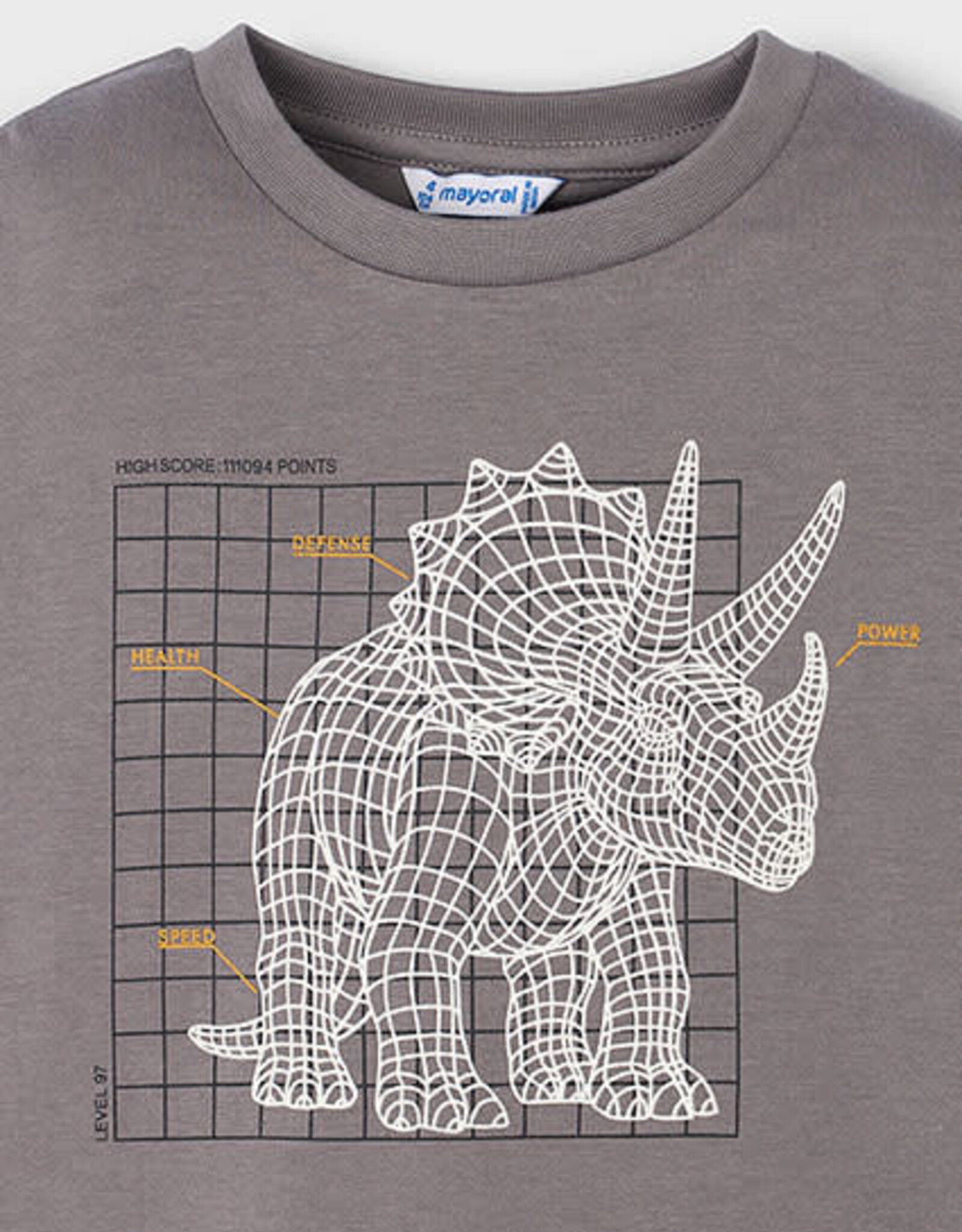 Mayoral Grey Dino Glow Shirt