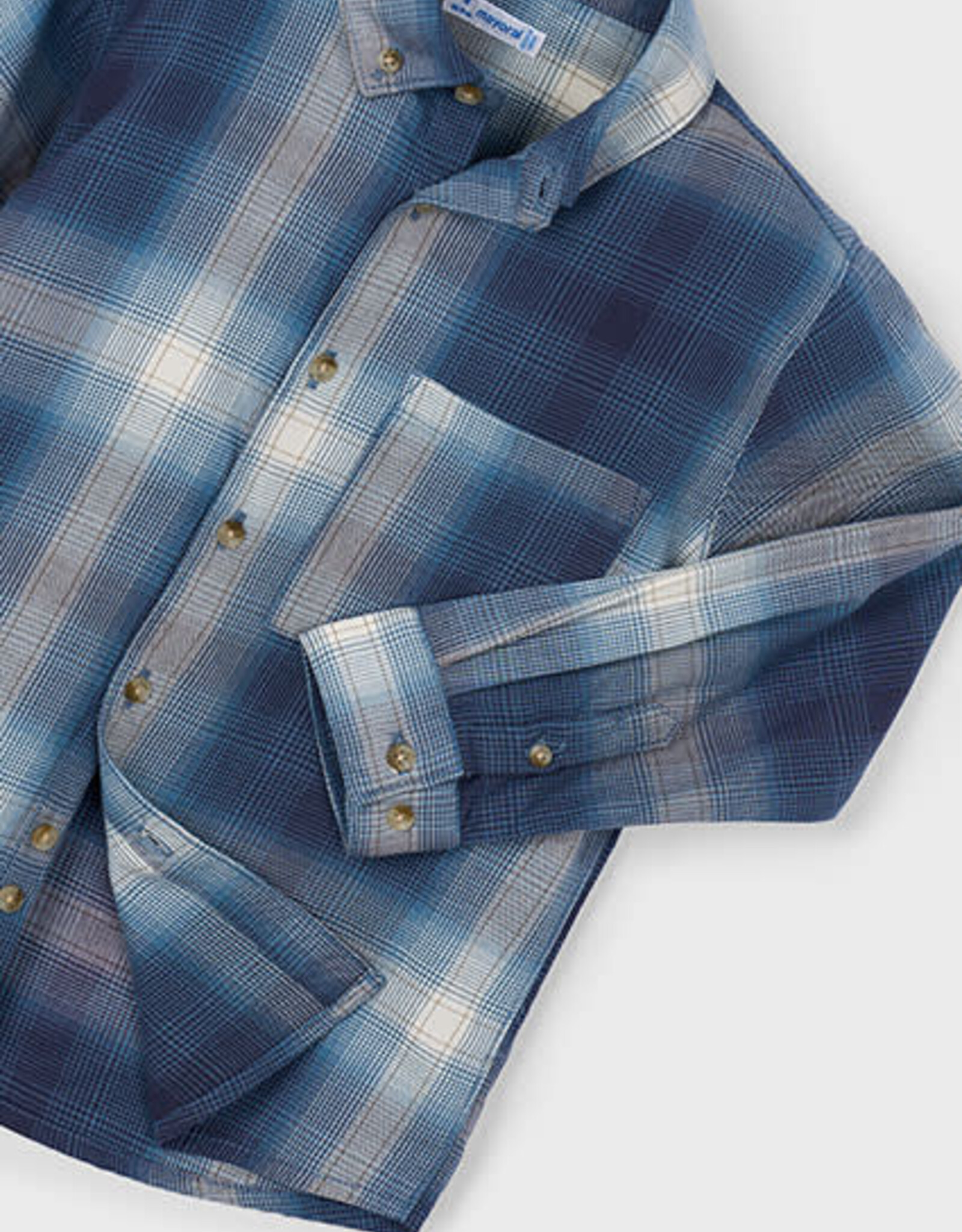 Mayoral Navy Long Checked Shirt
