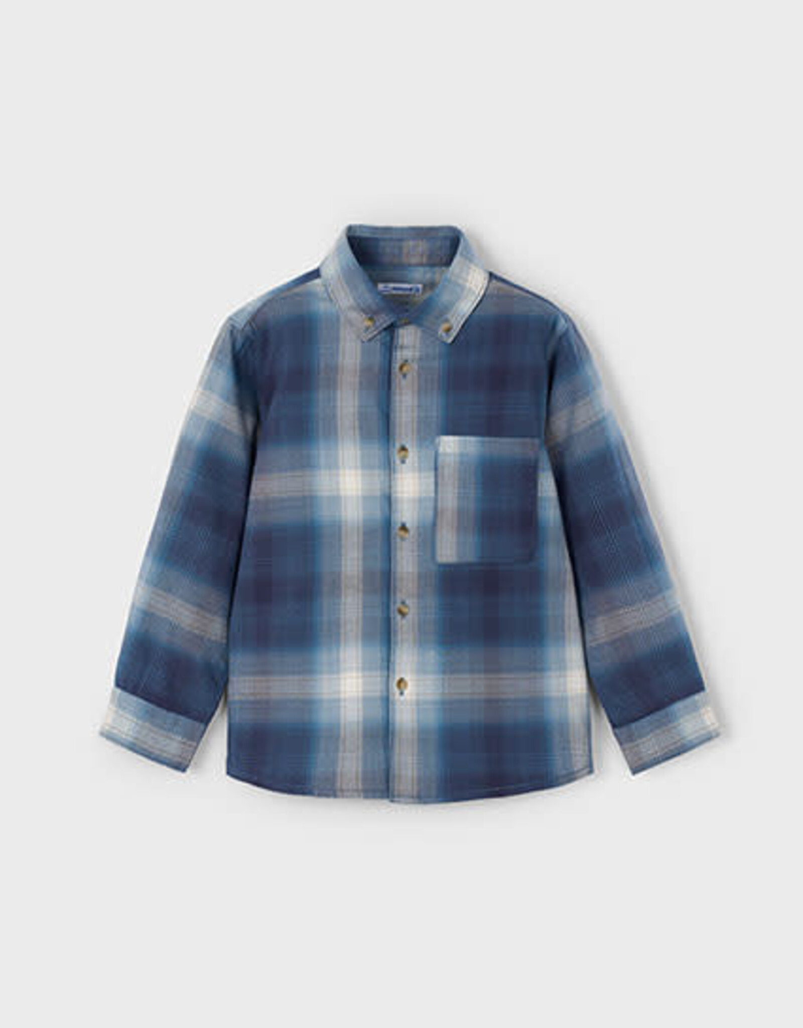 Mayoral Navy Long Checked Shirt