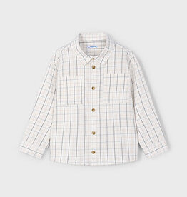 Mayoral Cream Long Checked Shirt