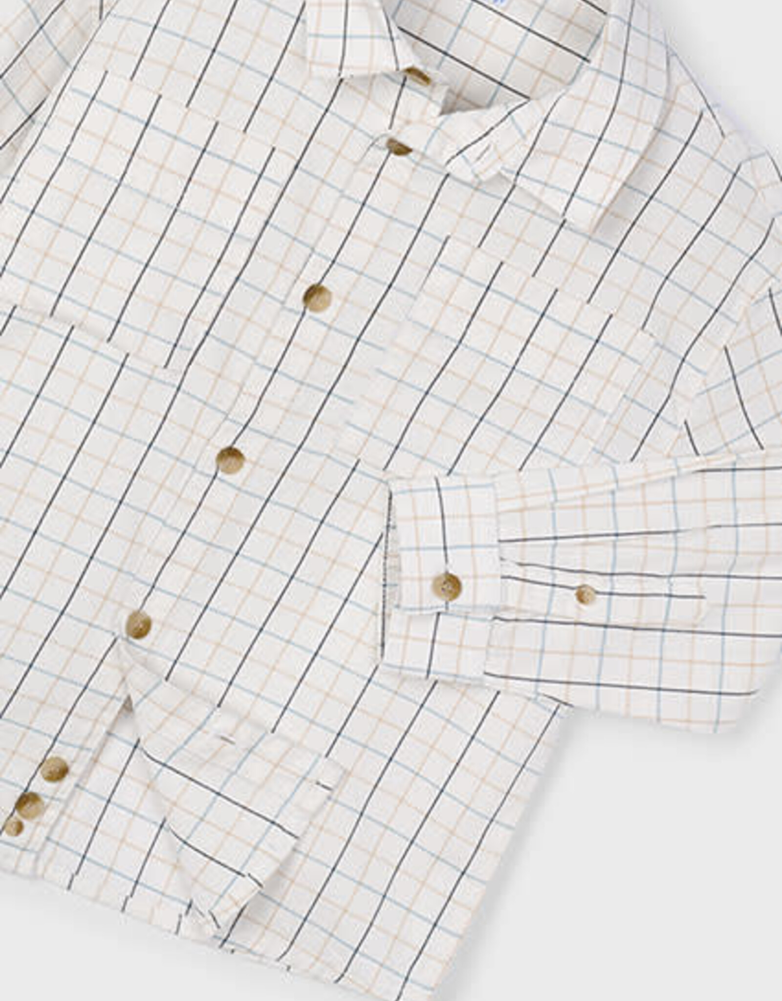 Mayoral Cream Long Checked Shirt
