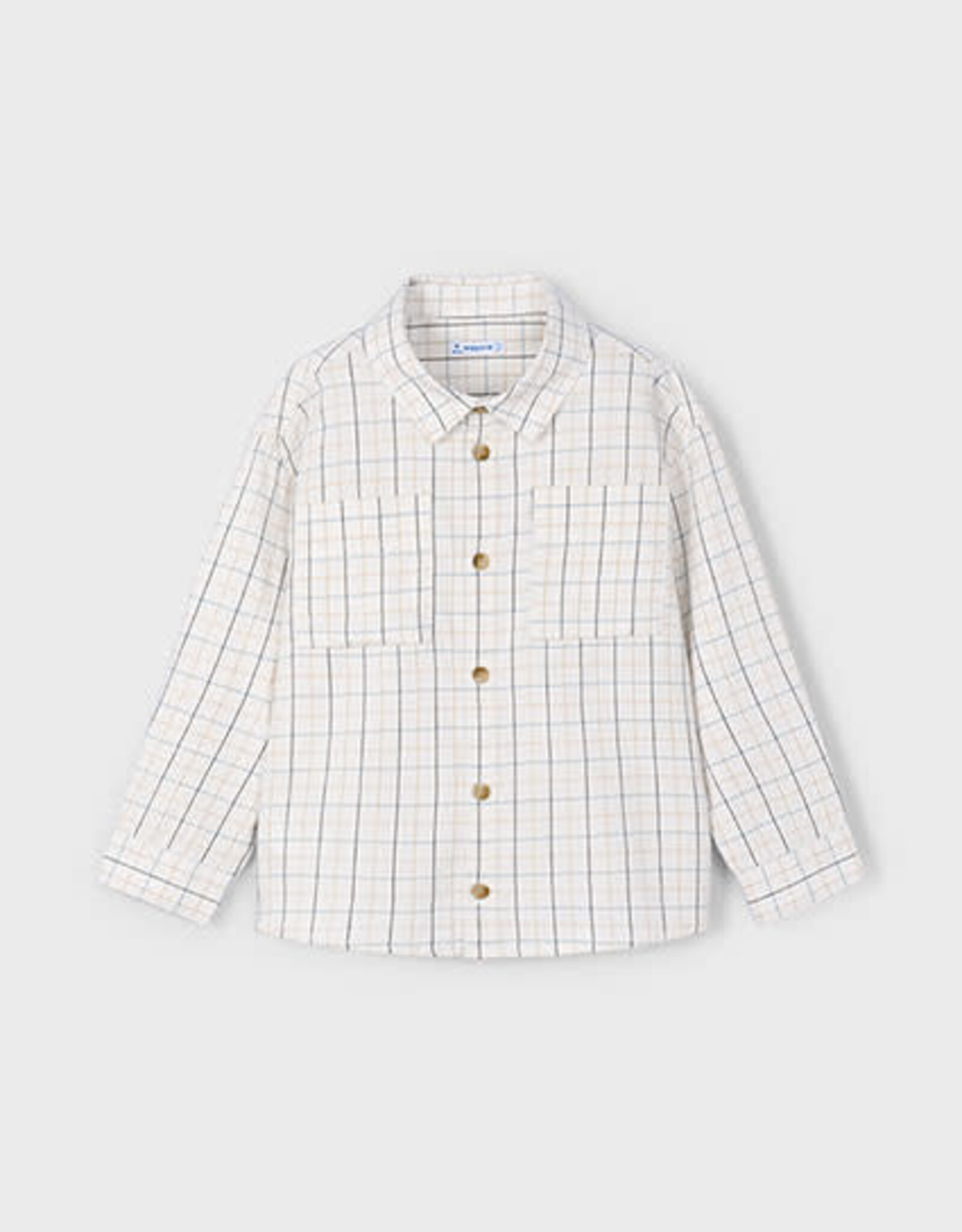 Mayoral Cream Long Checked Shirt