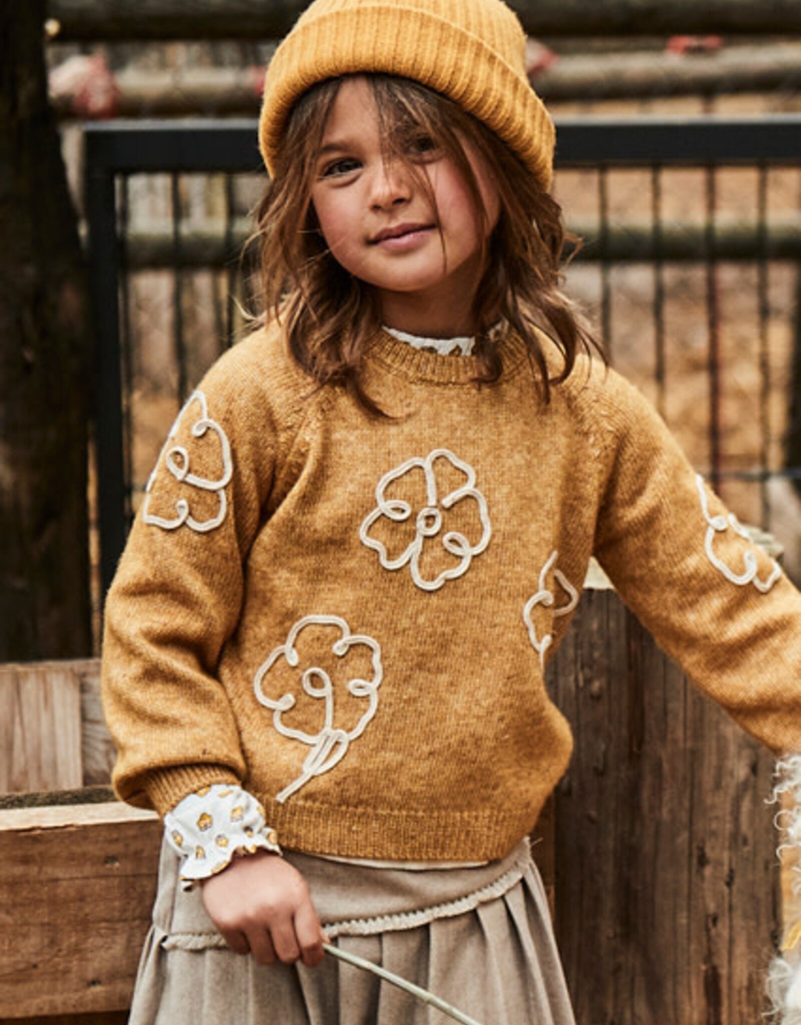 Mayoral Mustard Flower Applique Jersey