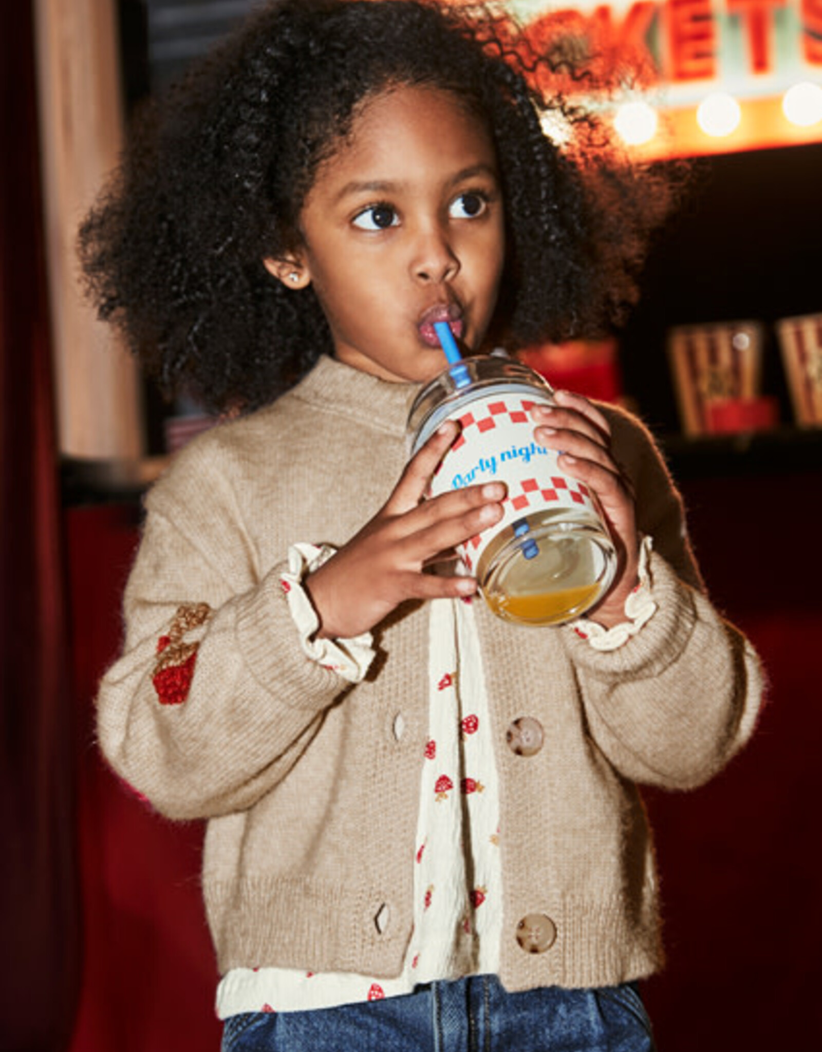 Mayoral Sesame Strawberry Knit Cardigan