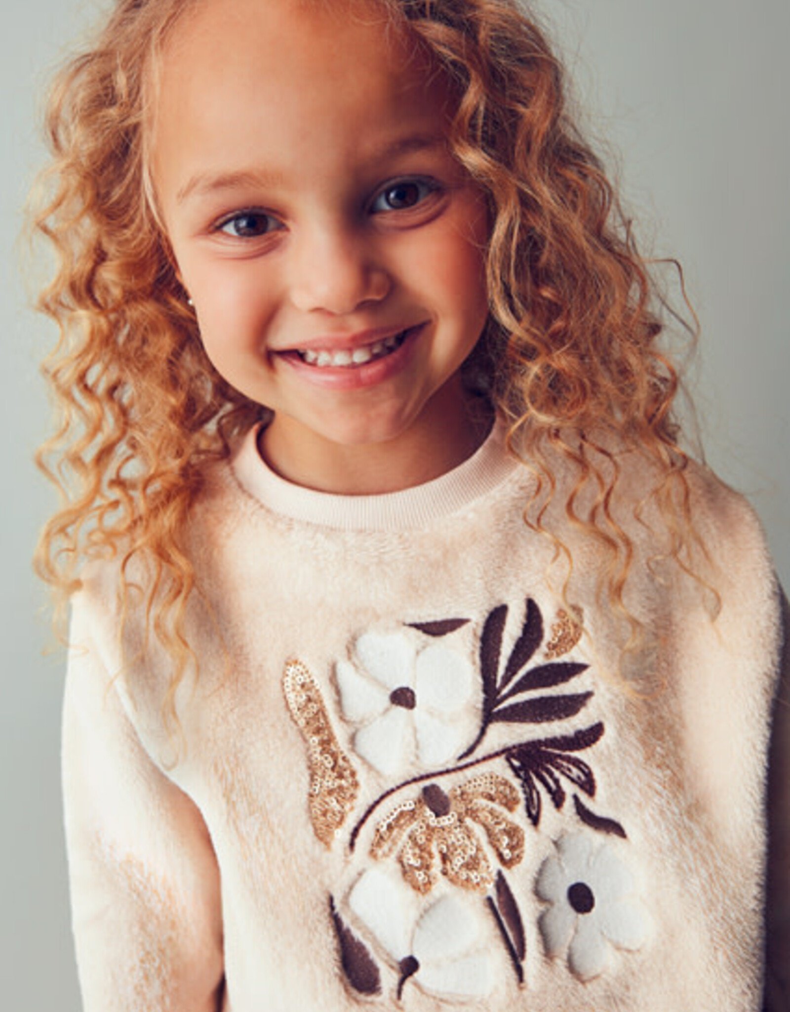 Mayoral Sand Fur Flower Pullover