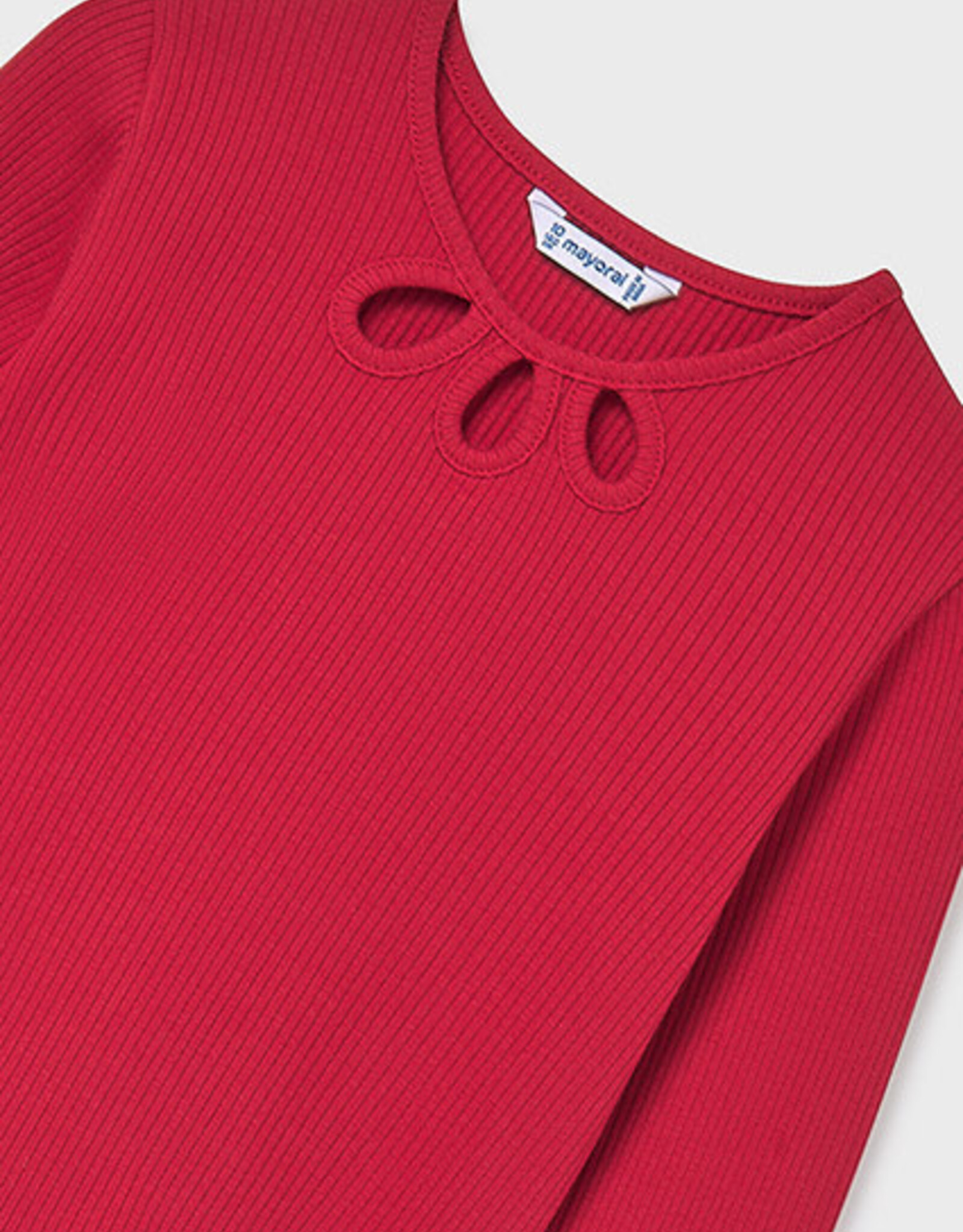 Mayoral Red Long Sleeve Ribbed Shirt