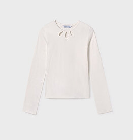 Mayoral Cream Long Sleeve Ribbed Shirt